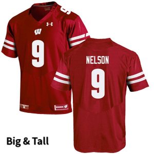 Men's Wisconsin Badgers NCAA #9 Scott Nelson Red Authentic Under Armour Big & Tall Stitched College Football Jersey BD31T07NA